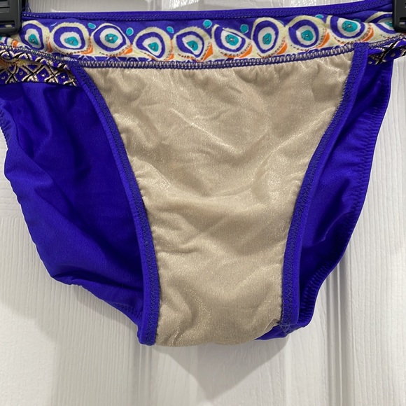 Deep blue purple vintage two piece bikini top and bottom 36B size large bottom - Picture 13 of 14